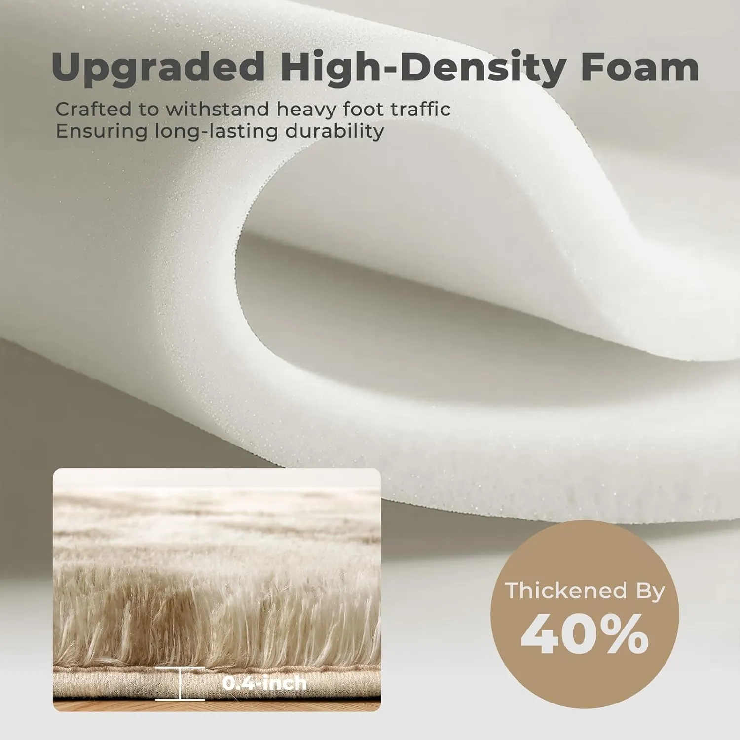 OPPODREAM Area Rug for Living Room, Ultra Soft Nursery Rugs for Bedrooms, 4x6 Fluffy Kids Carpet with 0.6" Thick Non-Slip Backing, Long Pile Shag Carpet, Fuzzy, Shaggy, Tie-dye Beige