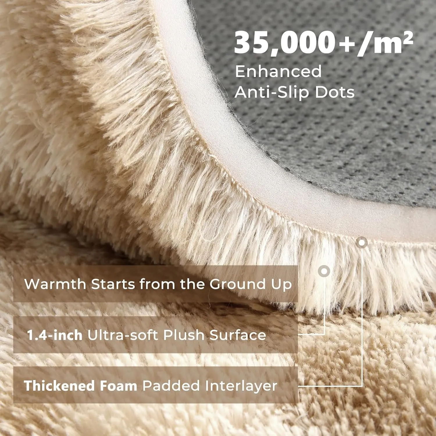 OPPODREAM Area Rug for Living Room, Ultra Soft Nursery Rugs for Bedrooms, 4x6 Fluffy Kids Carpet with 0.6" Thick Non-Slip Backing, Long Pile Shag Carpet, Fuzzy, Shaggy, Tie-dye Beige
