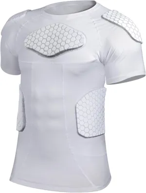 Padded Compression Shirt with Rib Protectors Football Protective Gear Football Padded Shirt Men with Chest Rib Protector