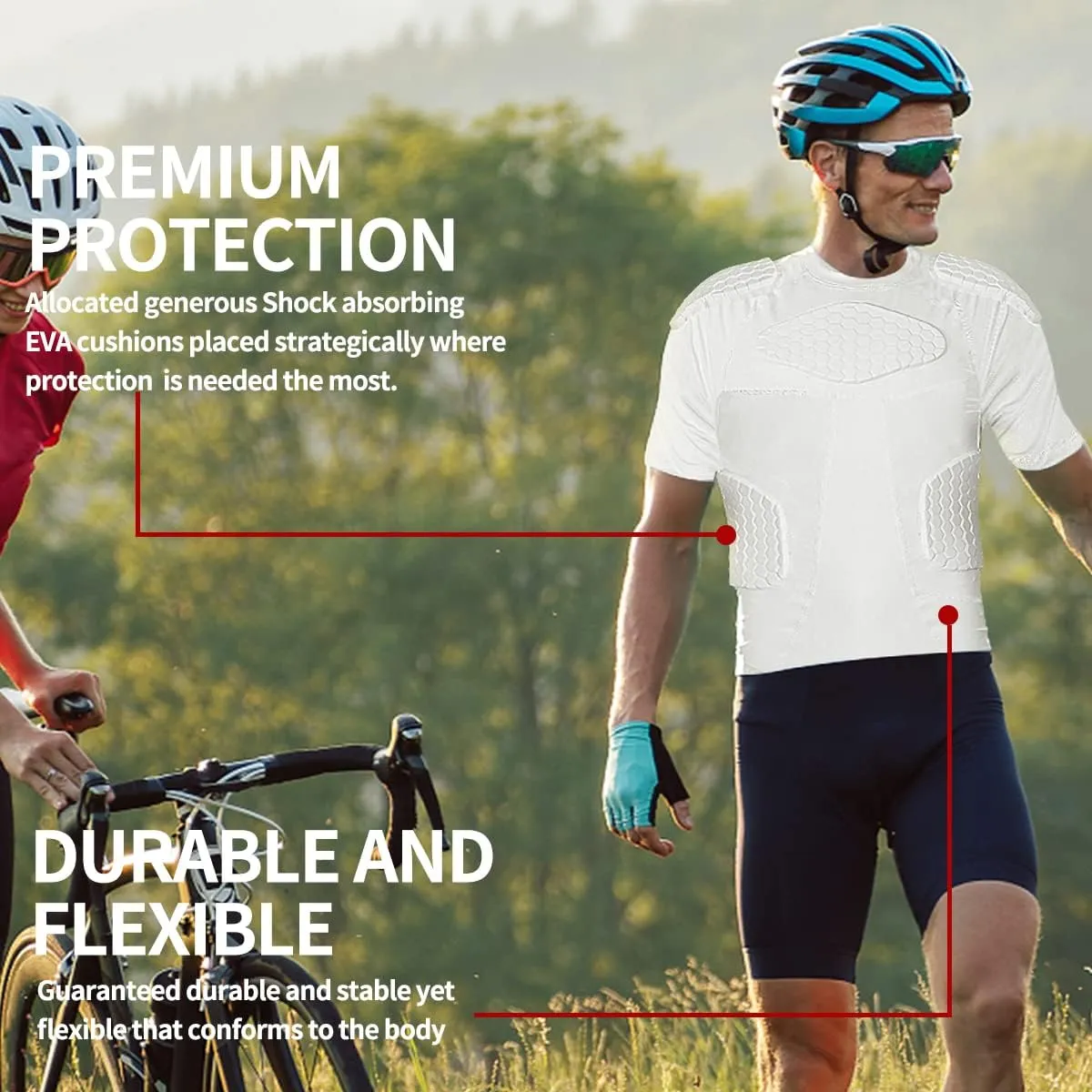 Padded Compression Shirt with Rib Protectors Football Protective Gear Football Padded Shirt Men with Chest Rib Protector