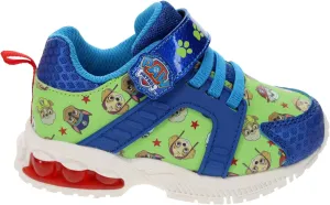 Paw Patrol Light-Up Running Shoes for Toddlers, Mismatch Sneaker with Hook-and-Loop Strap, Blue/Green, Toddler Size 9