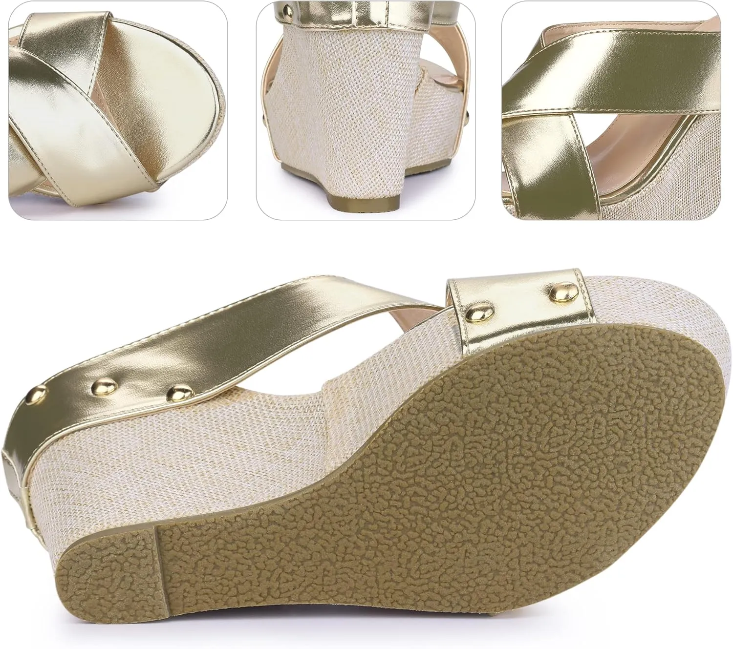 Perphy Open Toe Platform Linen Slide Wedge Sandals for Women