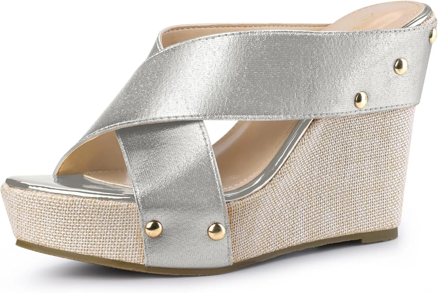 Perphy Open Toe Platform Linen Slide Wedge Sandals for Women