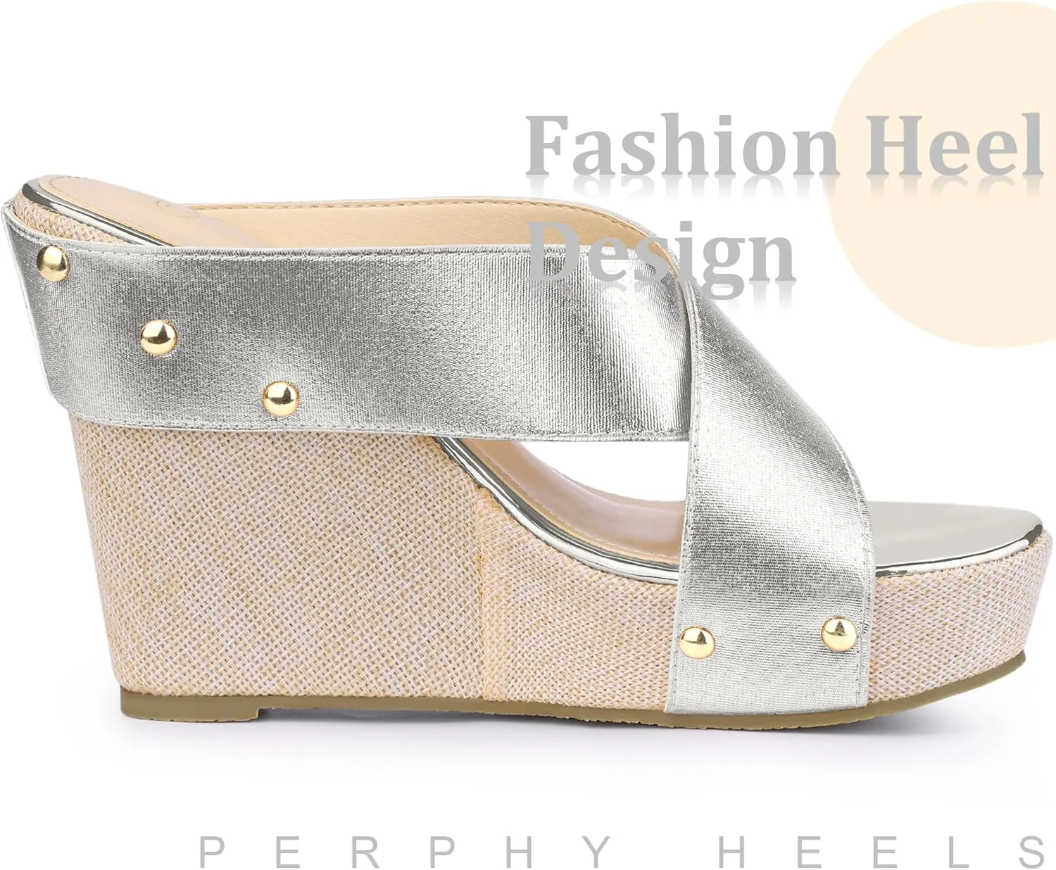 Perphy Open Toe Platform Linen Slide Wedge Sandals for Women
