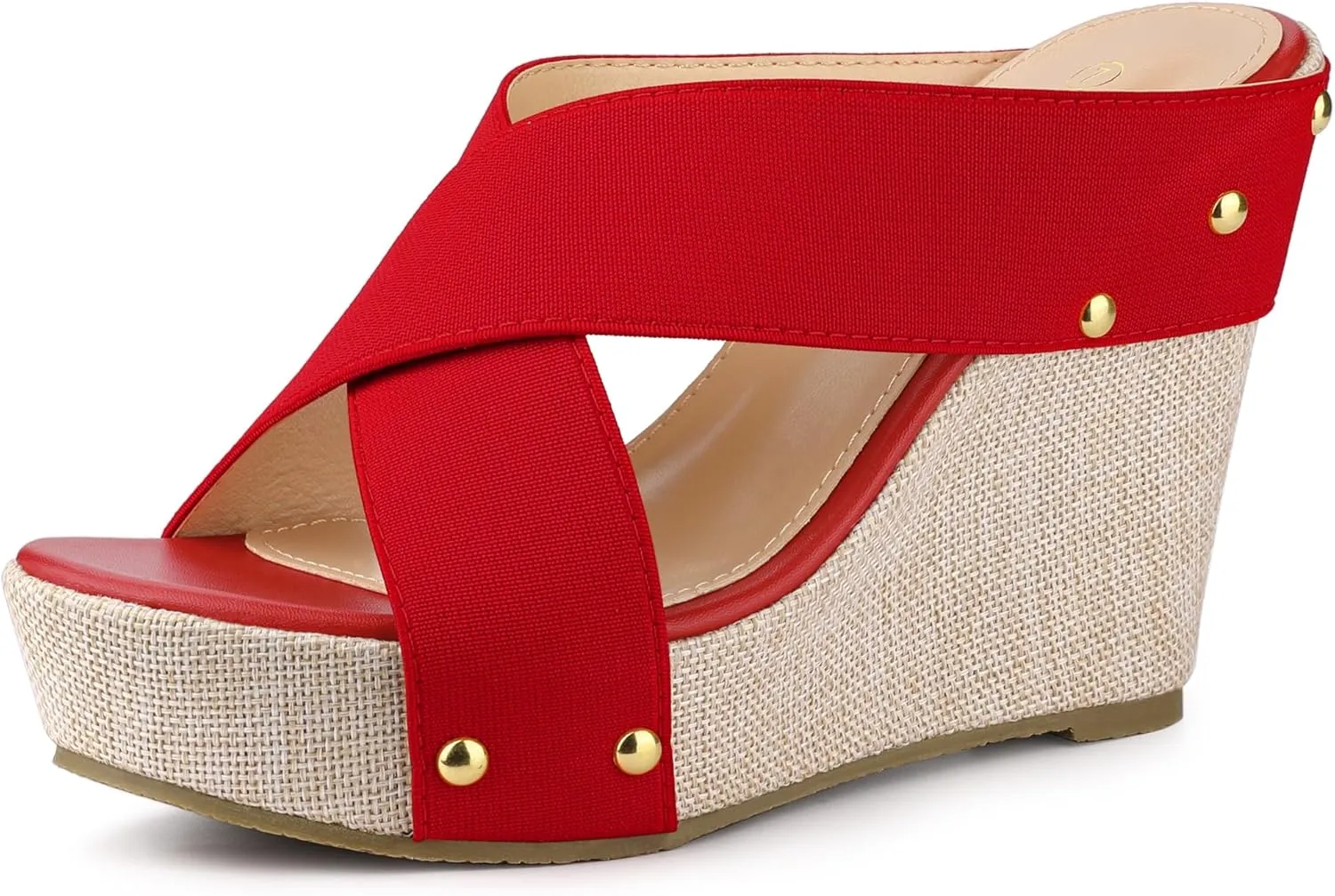 Perphy Open Toe Platform Linen Slide Wedge Sandals for Women