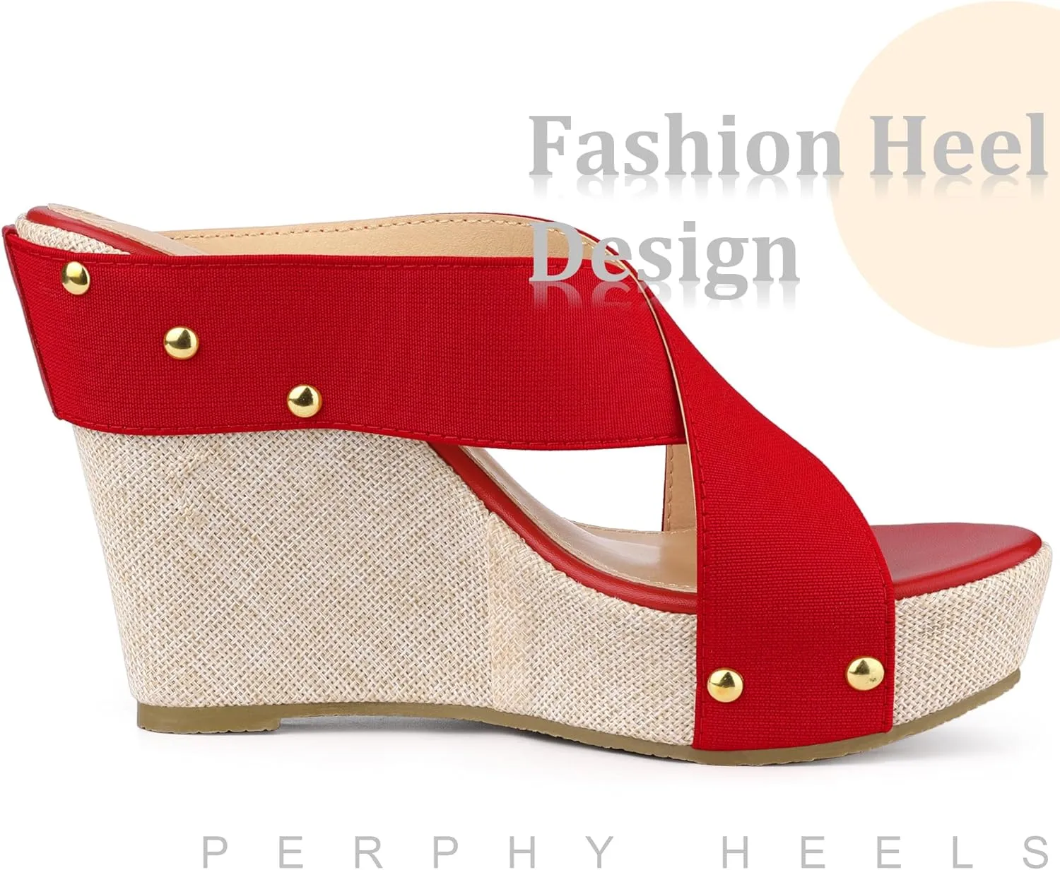Perphy Open Toe Platform Linen Slide Wedge Sandals for Women