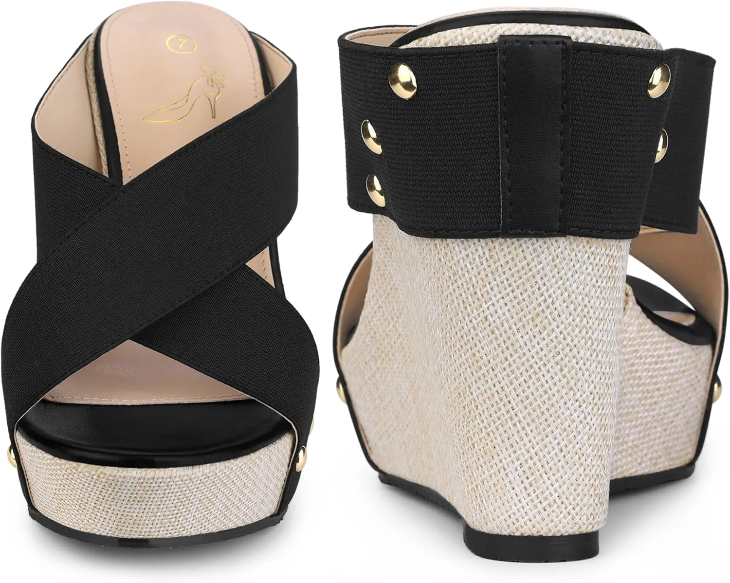 Perphy Open Toe Platform Linen Slide Wedge Sandals for Women