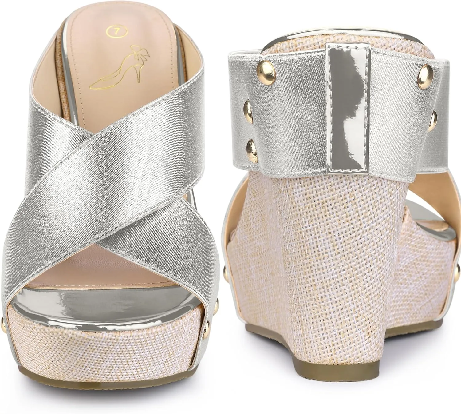 Perphy Open Toe Platform Linen Slide Wedge Sandals for Women
