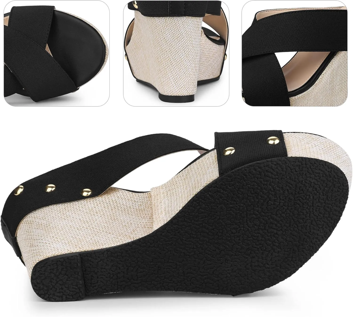 Perphy Open Toe Platform Linen Slide Wedge Sandals for Women