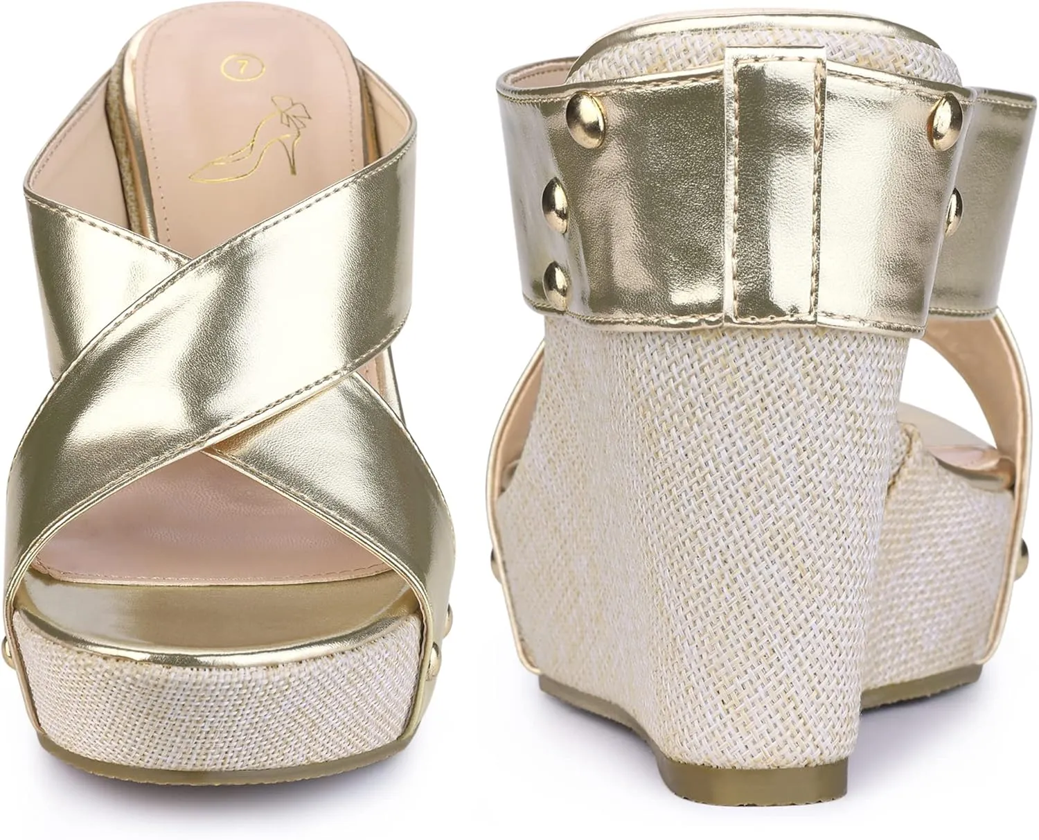 Perphy Open Toe Platform Linen Slide Wedge Sandals for Women