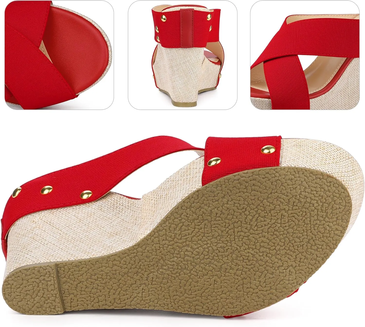 Perphy Open Toe Platform Linen Slide Wedge Sandals for Women