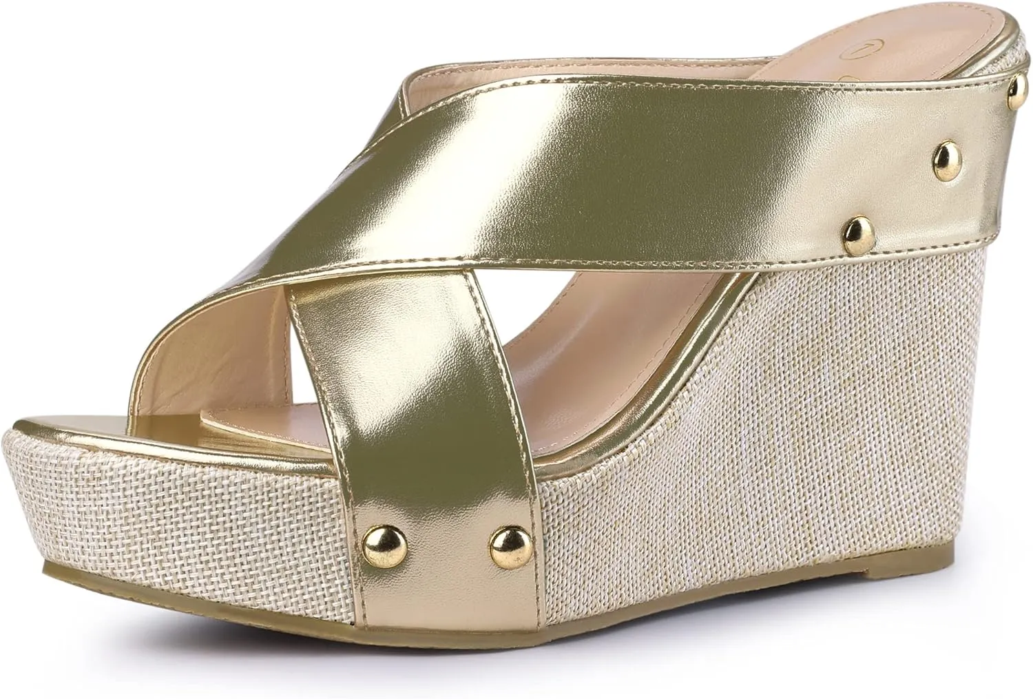 Perphy Open Toe Platform Linen Slide Wedge Sandals for Women