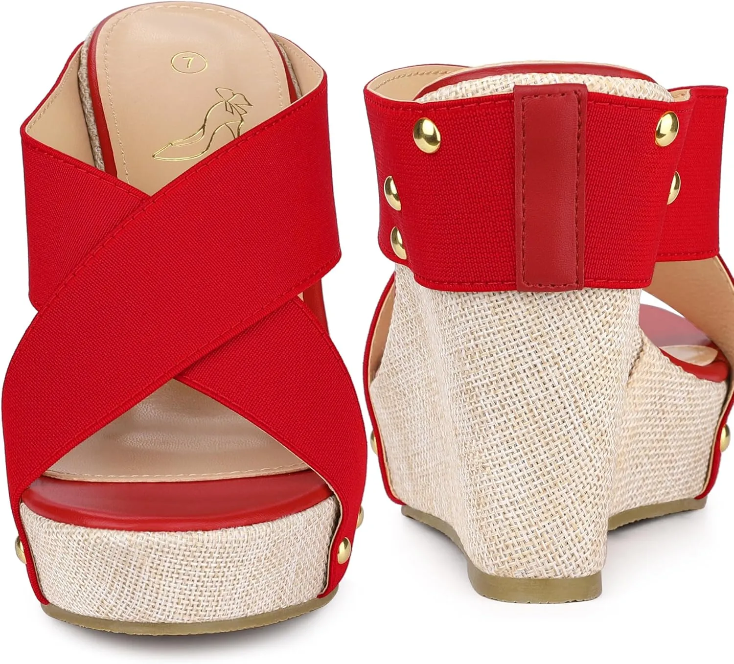 Perphy Open Toe Platform Linen Slide Wedge Sandals for Women