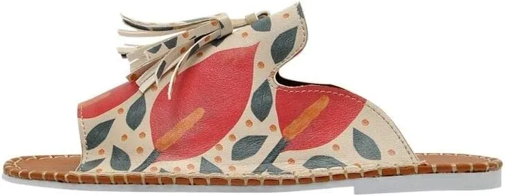 Personalize Your Life Pine - Printed Flat Slide Slippers - Tassel Detail - Everyday Fashion - Chic, Elegant, and Casual Style - Vegan, Environmentally Friendly and Handmade - Breathable Content