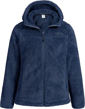 Pioneer Camp Women's Fuzzy Fleece Jacket Full Zip Up Lightweight Warm Soft Fleece Coat with hood for Spring Fall Winter