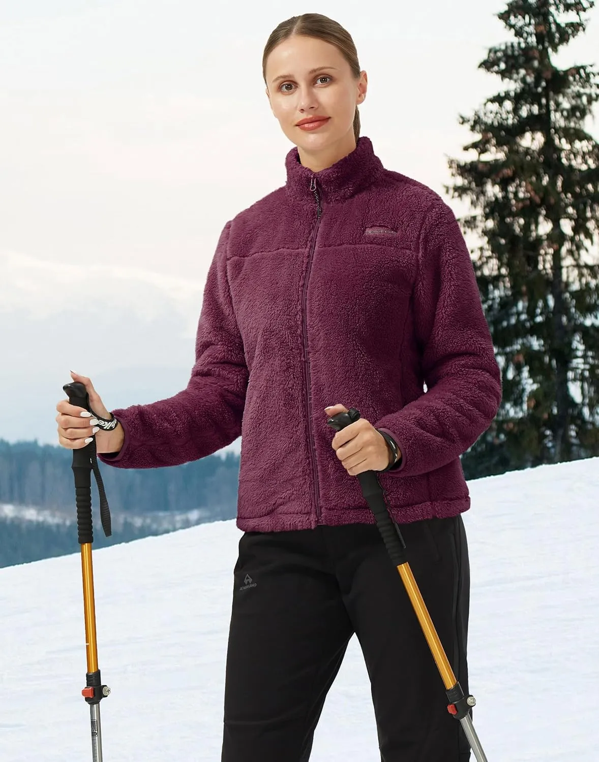 Pioneer Camp Women's Fuzzy Fleece Jacket Lightweight Full Zip Up Warm Soft Fleece Coat for Spring Fall Winter