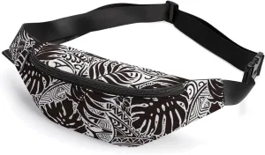 Polynesian Style with Leave Large Crossbody Fanny Packfor Women Men Waist Pack for Running with Adjustable Strap for Sports Casual Bag 36 * 15cm