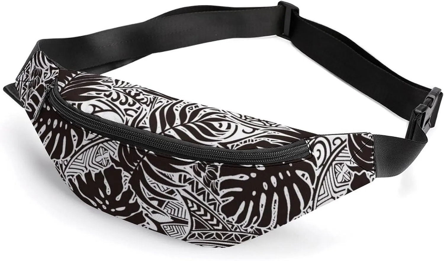 Polynesian Style with Leave Large Crossbody Fanny Packfor Women Men Waist Pack for Running with Adjustable Strap for Sports Casual Bag 36 * 15cm