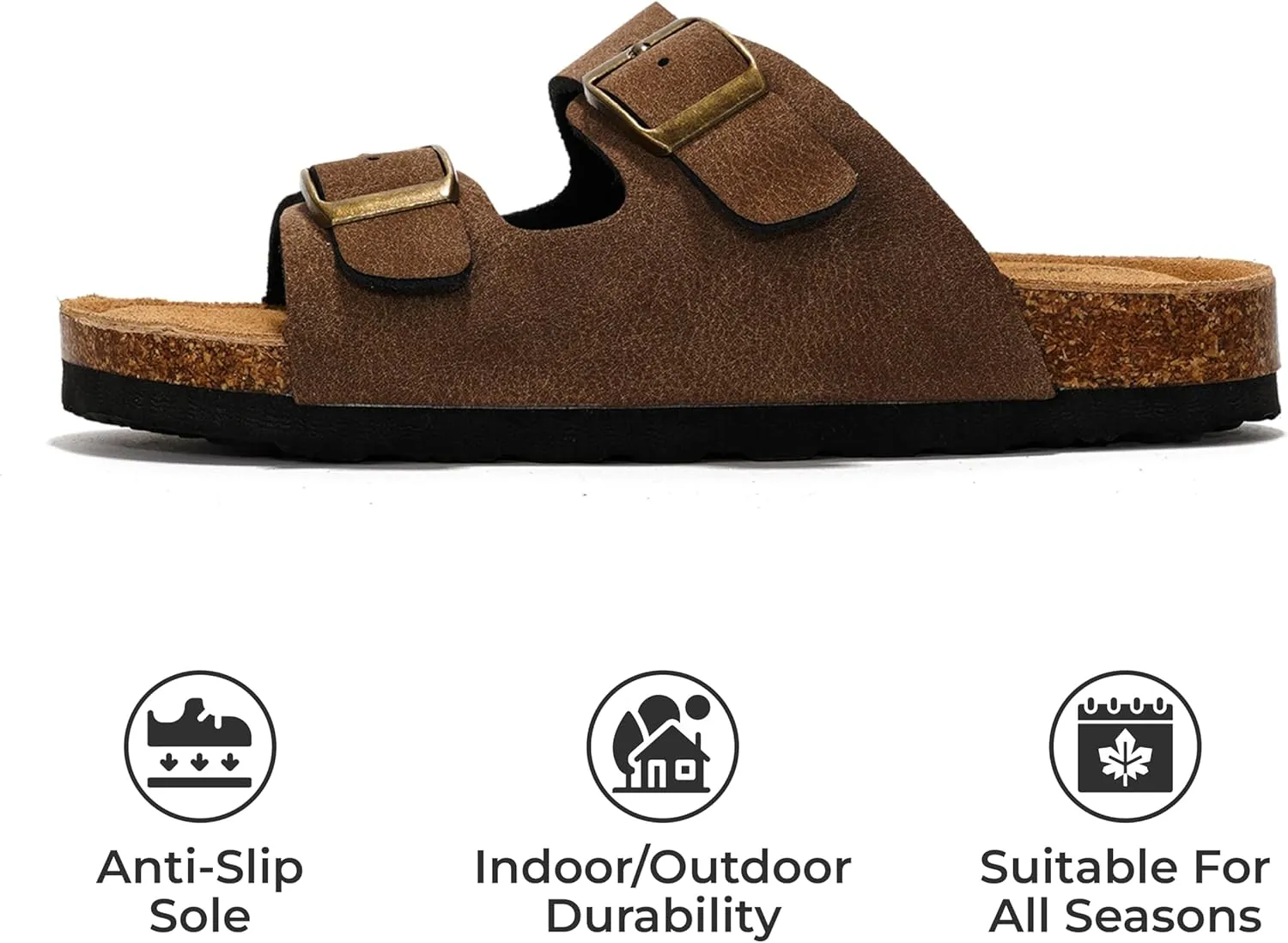 Project Cloud Genuine Leather Slides For Kids - Natural Cork Footbed Summer Sandals Beach Slide Sandals for Girls & Boys - Non-Slip Boys & Girls Sandals (Little Venita)