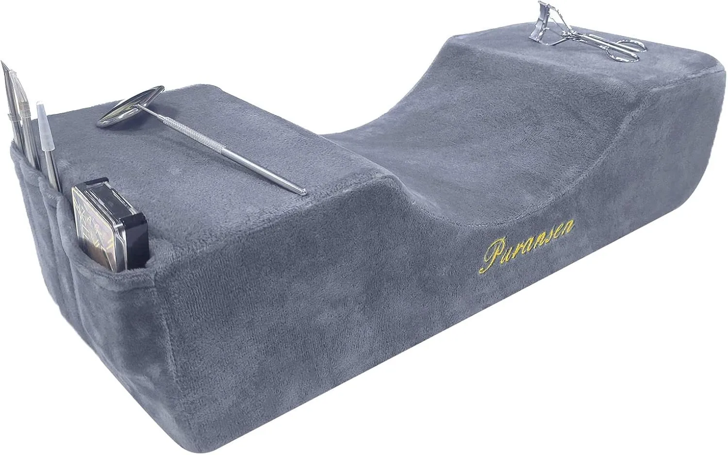 Puransen Beauty Salon Lashing Pillow - Eyelash Extension Neck Pillow,Comfortable Velvet Memory Foam Eyelash Pillow, Protect The Neck When Used for Lashing (Grey)