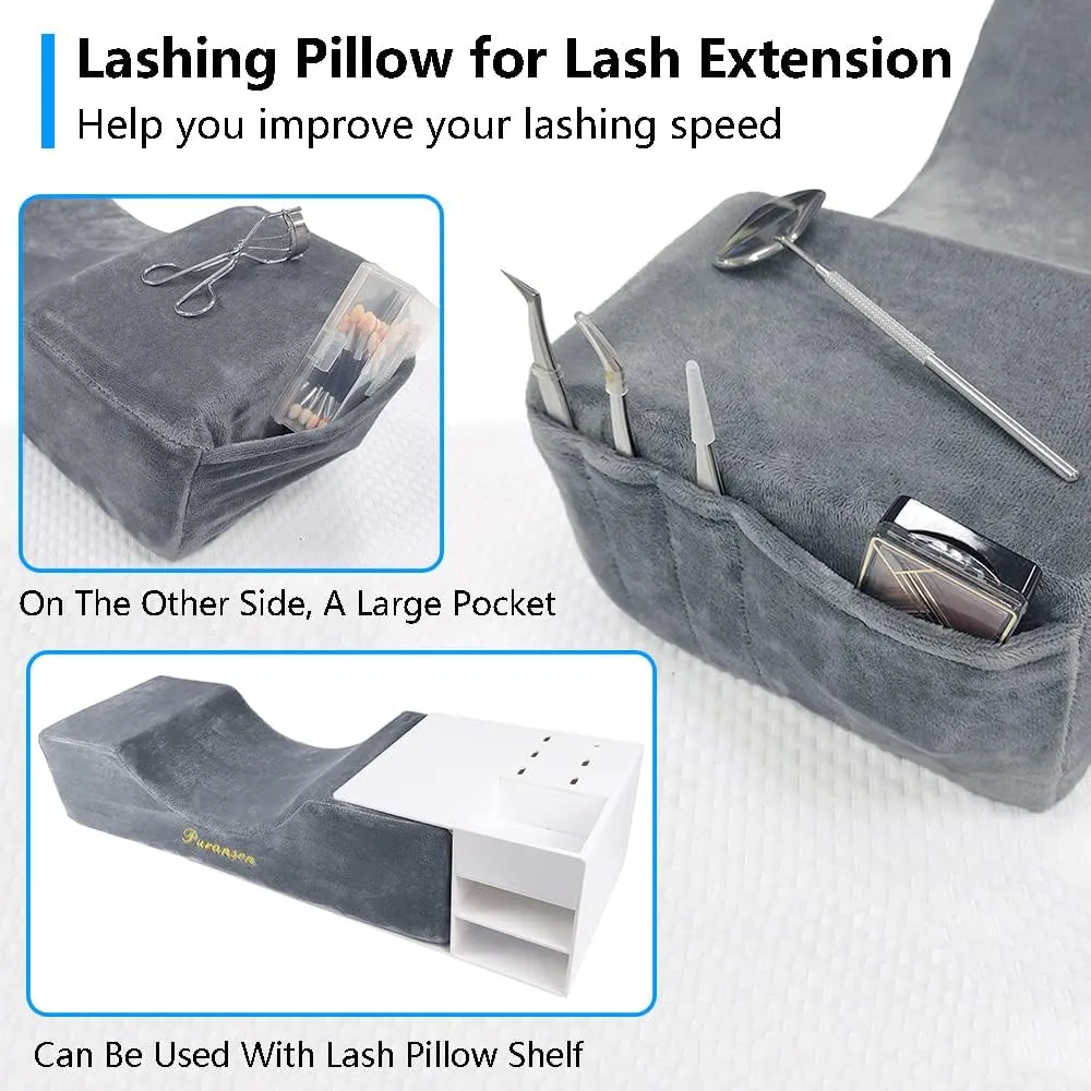 Puransen Beauty Salon Lashing Pillow - Eyelash Extension Neck Pillow,Comfortable Velvet Memory Foam Eyelash Pillow, Protect The Neck When Used for Lashing (Grey)