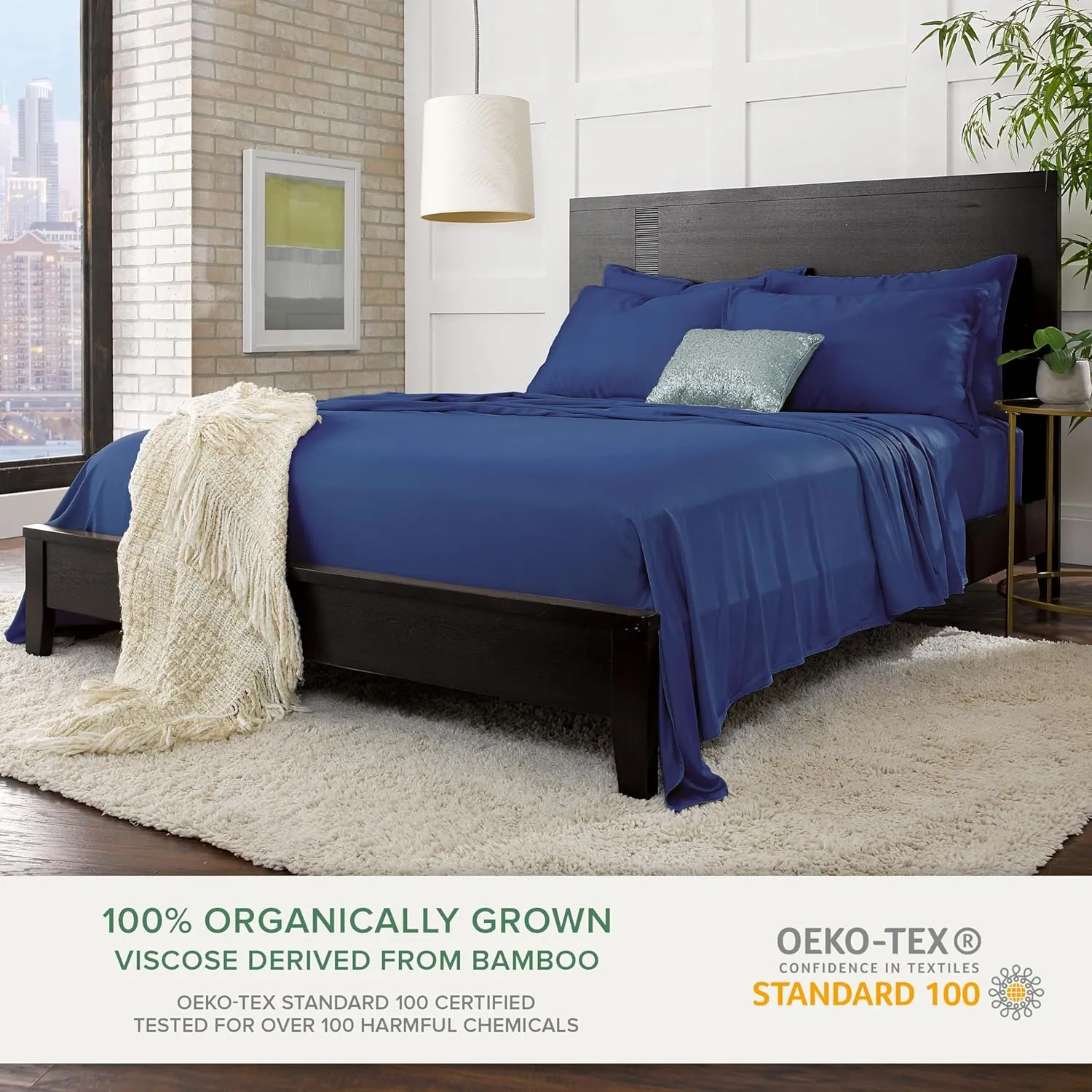 Pure Bamboo California King Sheets, Genuine 100% Organic Viscose Derived from Bamboo Bed Sheet Set, Soft & Cooling, Double Stitching, 2 Year Quality Promise (California King, Cobalt Blue)
