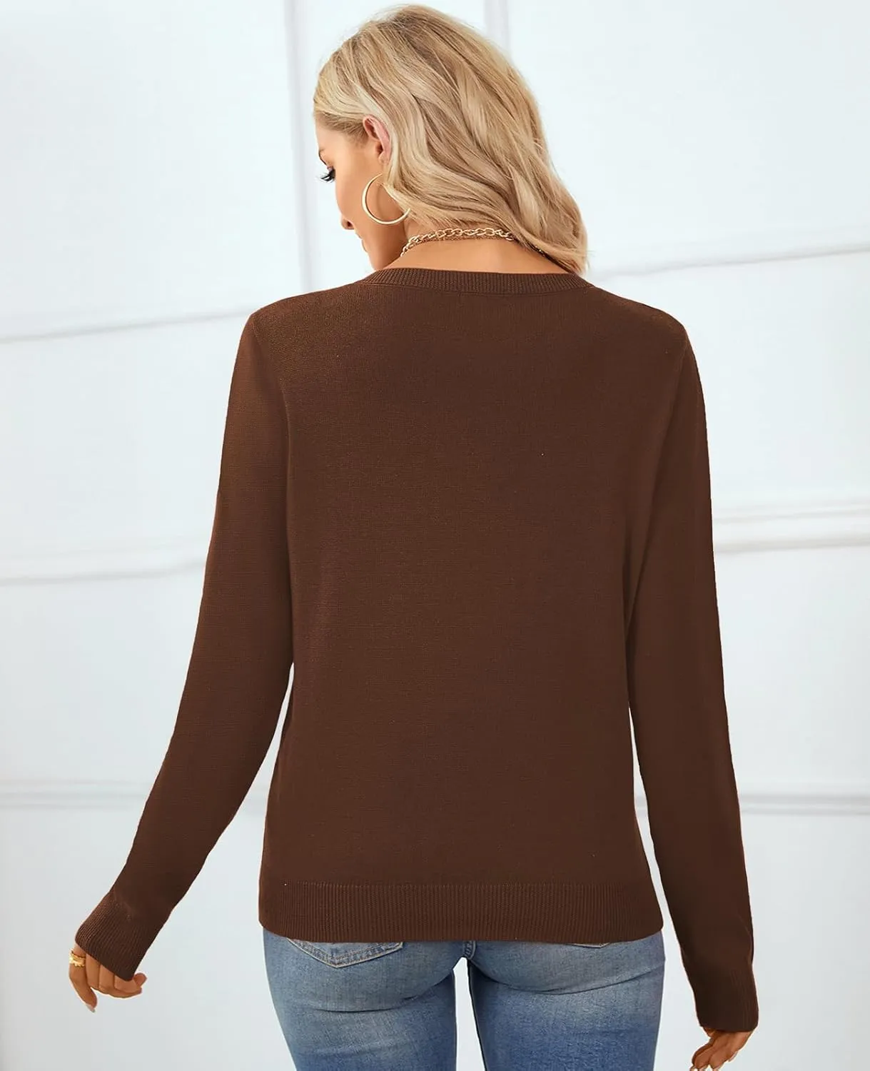 QUALFORT Women's Sweater 100% Cotton Soft Knit Pullover Tops