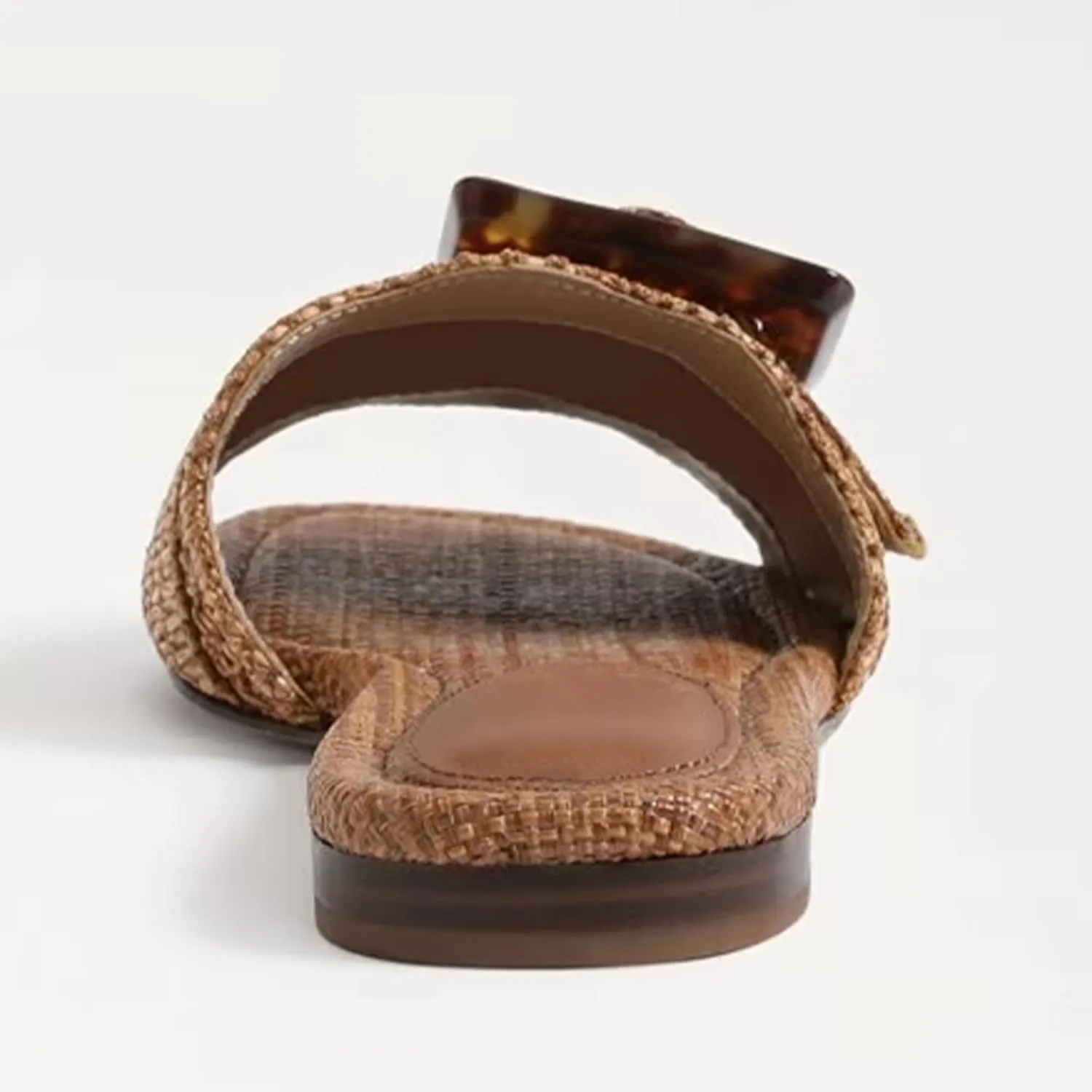 Raffia Flat Sandals for Women Woven Rattan Buckle Slide Sandals Summer Slip On Beach Sandals