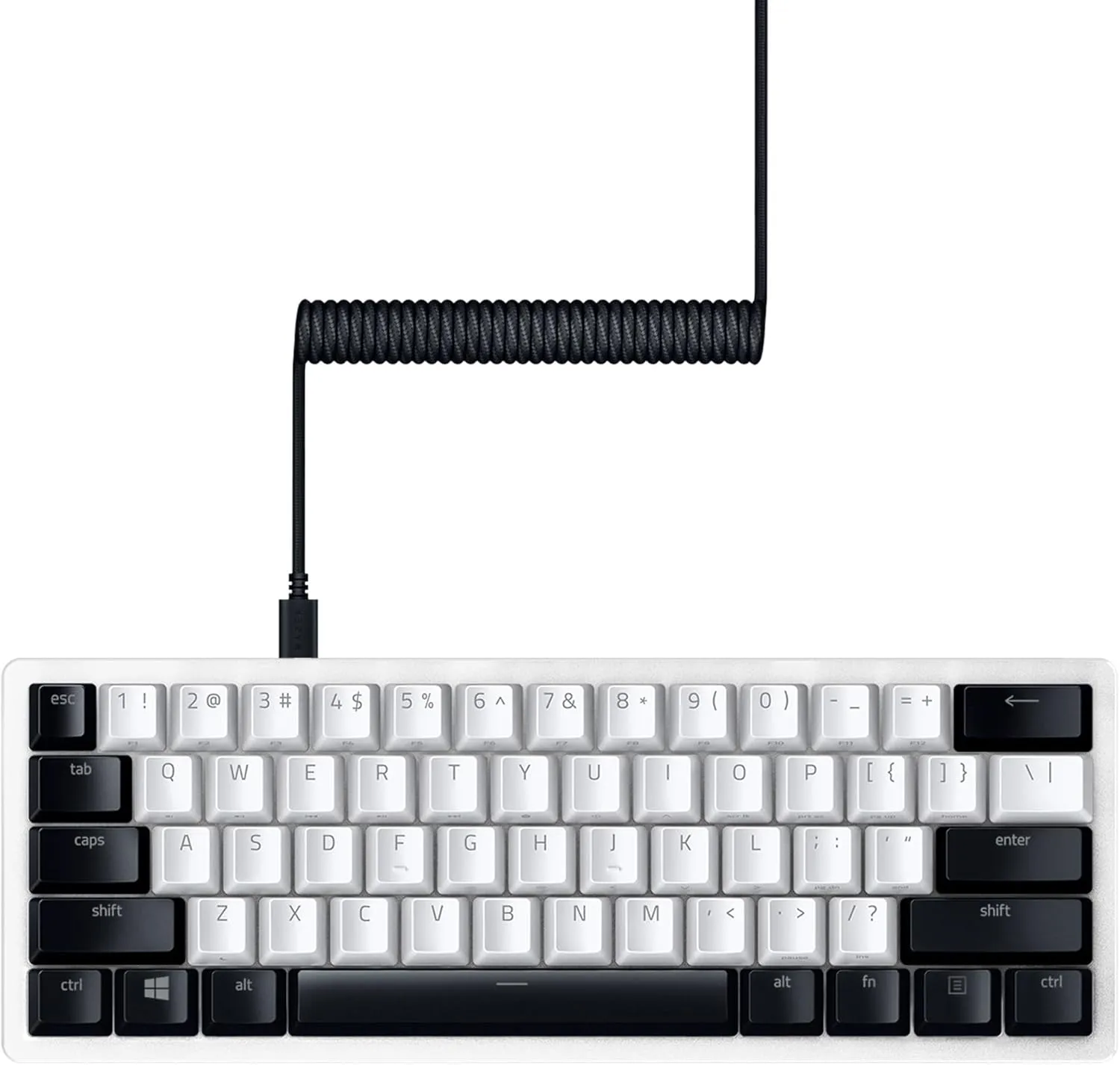 Razer PBT Keycap   Coiled Cable Upgrade Set: Durable Doubleshot PBT - Universal Compatibility - Keycap Removal Tool & Stabilizers - Tactically Coiled & Designed - Braided Fiber Cable - Classic Black
