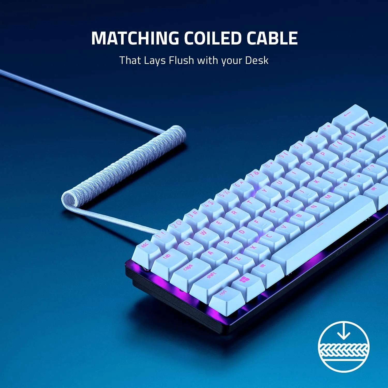 Razer PBT Keycap   Coiled Cable Upgrade Set: Durable Doubleshot PBT - Universal Compatibility - Keycap Removal Tool & Stabilizers - Tactically Coiled & Designed - Braided Fiber Cable - Classic Black