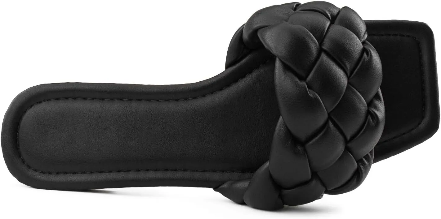 RF ROOM OF FASHION Women's Open Square Toe Trendy Slide Sandals