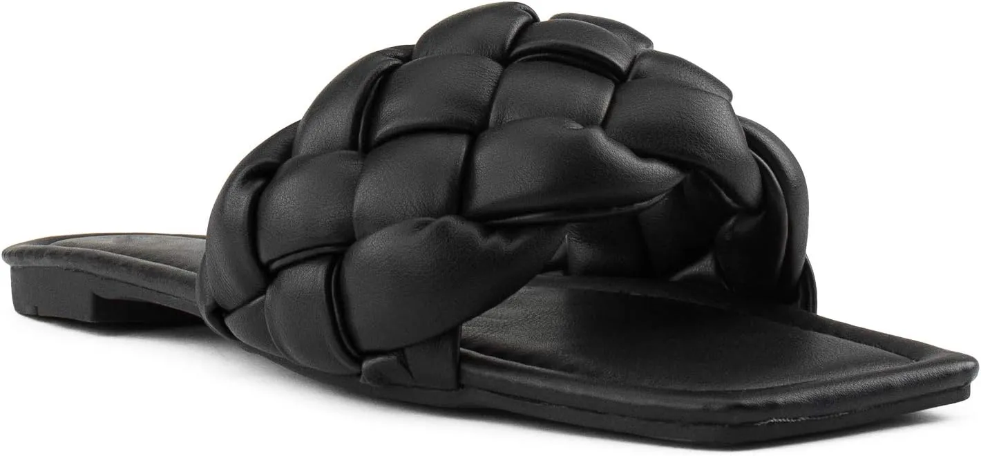 RF ROOM OF FASHION Women's Open Square Toe Trendy Slide Sandals