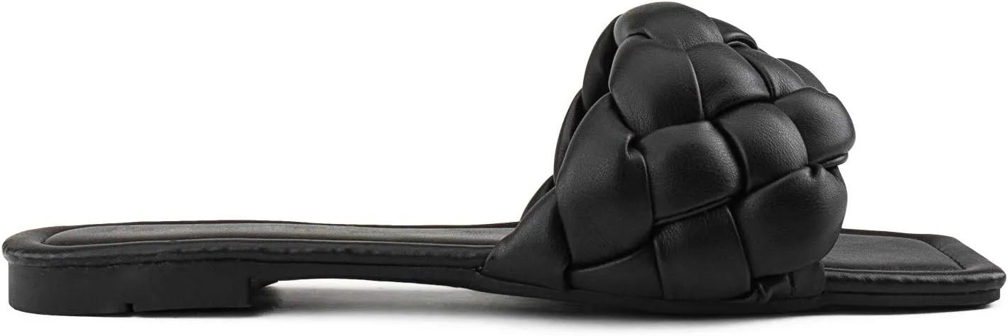 RF ROOM OF FASHION Women's Open Square Toe Trendy Slide Sandals