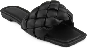 RF ROOM OF FASHION Women's Open Square Toe Trendy Slide Sandals