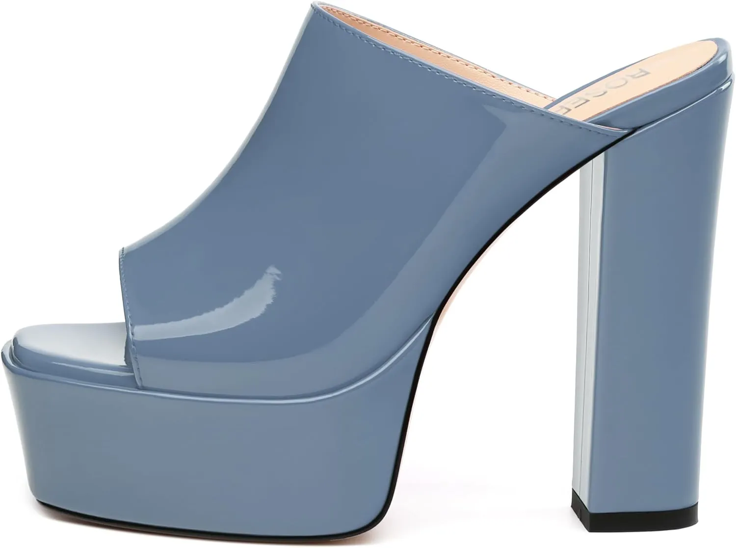 ROSERWISH Women's Platform Heels High Chunky Block Heel Sandals Sexy Open Toe Slip on Heels for Women Slide Mules Dressy Pumps Shoes
