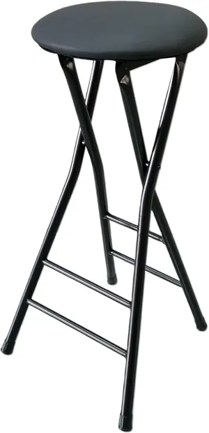 Round Padded Folding High Chiar for Kitchen, Outdoor, Camping, Foldable Bar Stool Backless, Portable Adult Foldable Stool (Color : Black, Size : 80cm/31.5in)