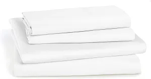 Royal Tradition 100-Percent Cotton Percale Twin XL Size 3PC Sheets Set, Soft and Crisp Bed Linens, Solid White, Made in Egypt