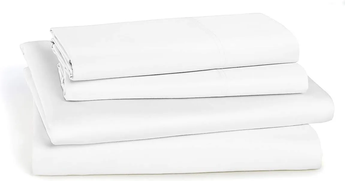 Royal Tradition 100-Percent Cotton Percale Twin XL Size 3PC Sheets Set, Soft and Crisp Bed Linens, Solid White, Made in Egypt
