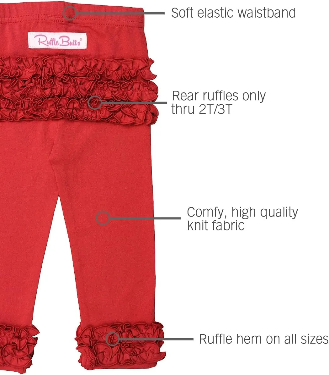 RuffleButts® Baby/Toddler Girls Soft Knit Ankle Length Ruffle Leggings