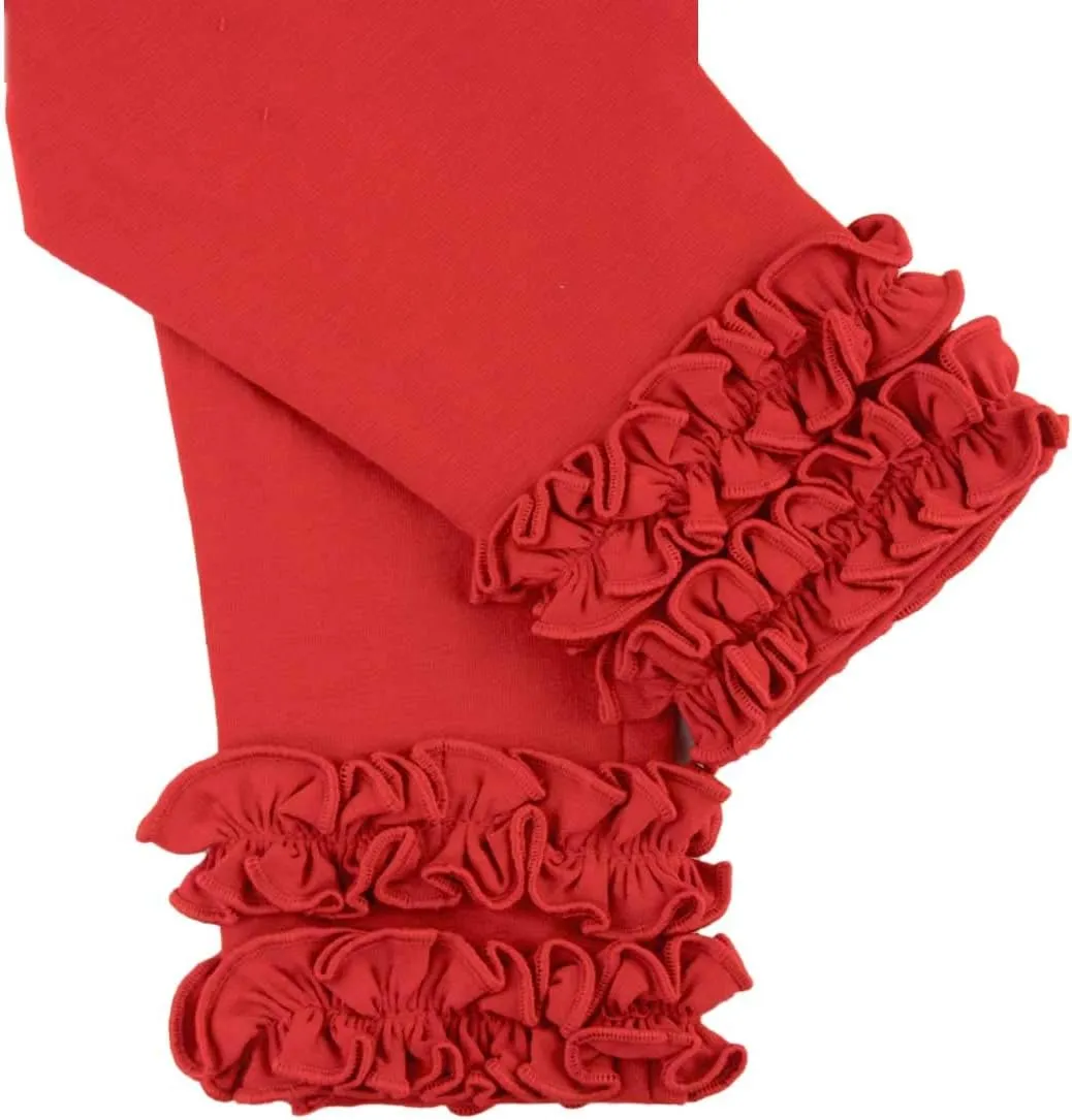 RuffleButts® Baby/Toddler Girls Soft Knit Ankle Length Ruffle Leggings