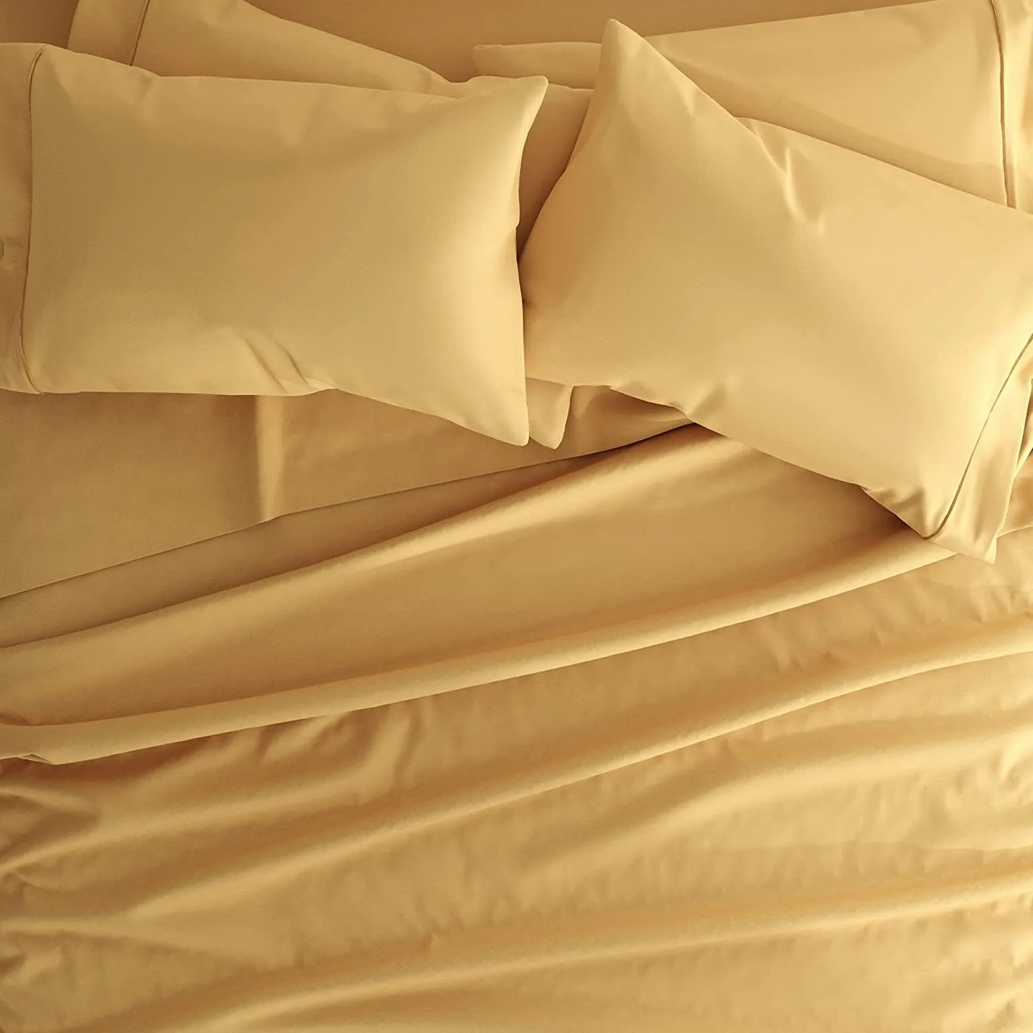 RV King Bed Sheet Set 100% Egyptian Cotton Sheets - 4 Piece Sheet Set - 800 Thread Count Ultra Soft, Smooth, Durable Bedding Set - Fits Mattress Upto 21'' Deep Pocket ( RV King / Gold)