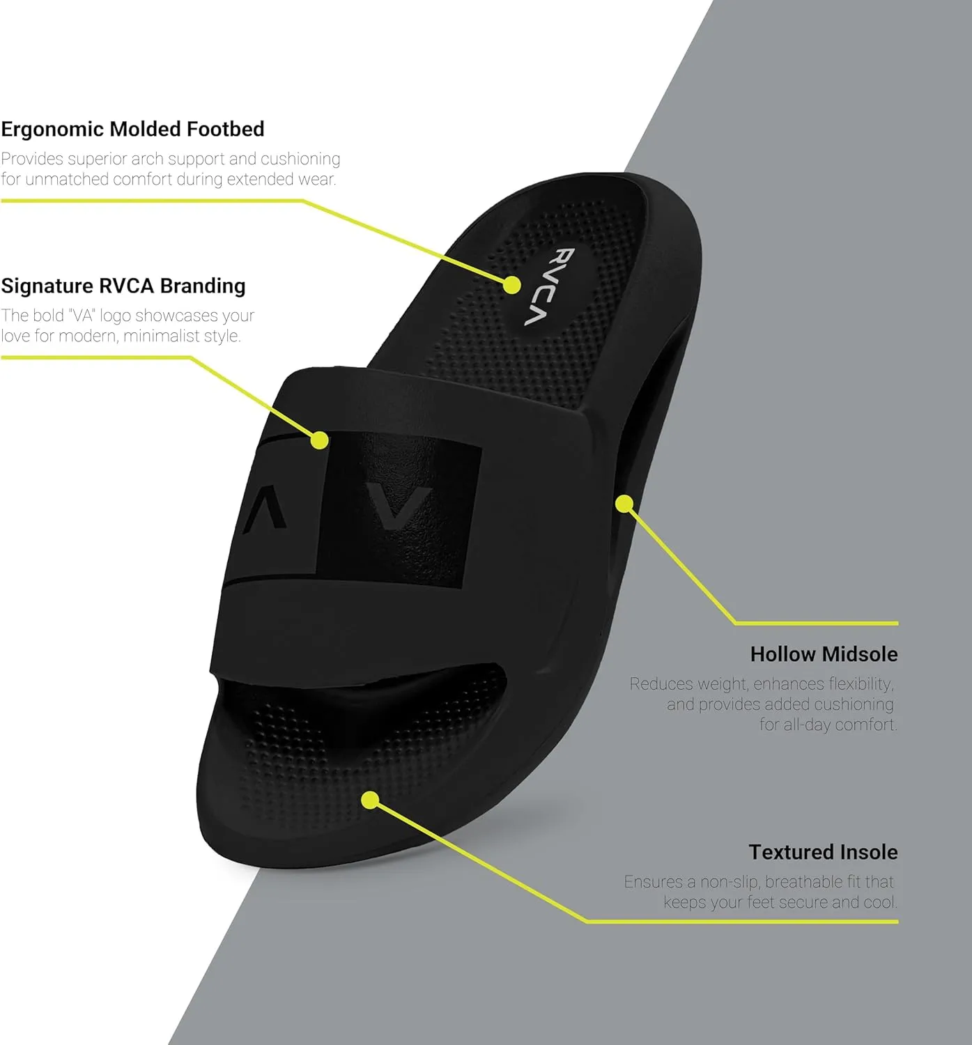 RVCA VA Molded Slide Sandals - Bold Style and Ultimate Breathable Comfort