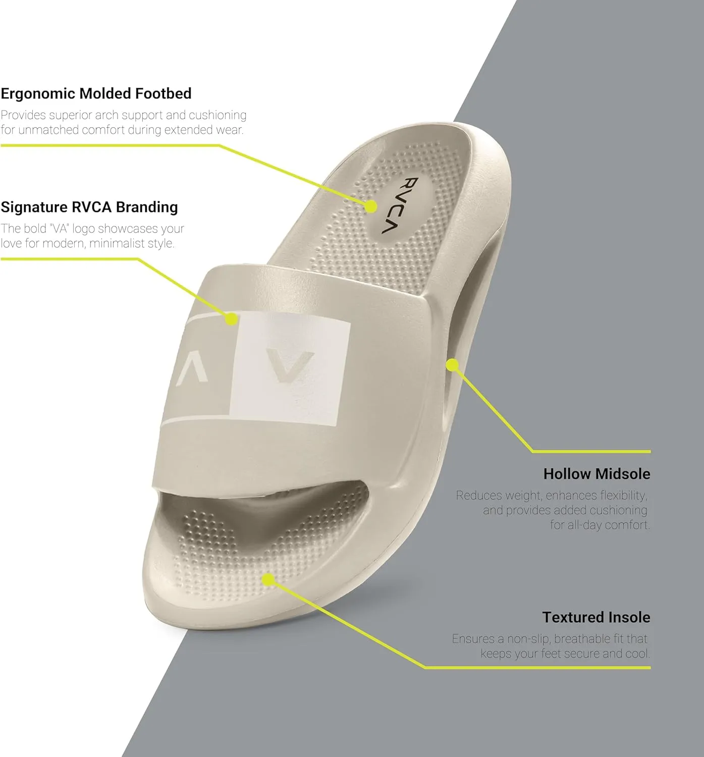 RVCA VA Molded Slide Sandals - Bold Style and Ultimate Breathable Comfort