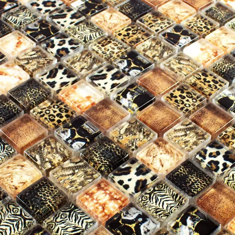 Safari Mosaic Tiles Beige and Brown