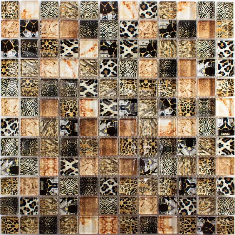 Safari Mosaic Tiles Beige and Brown