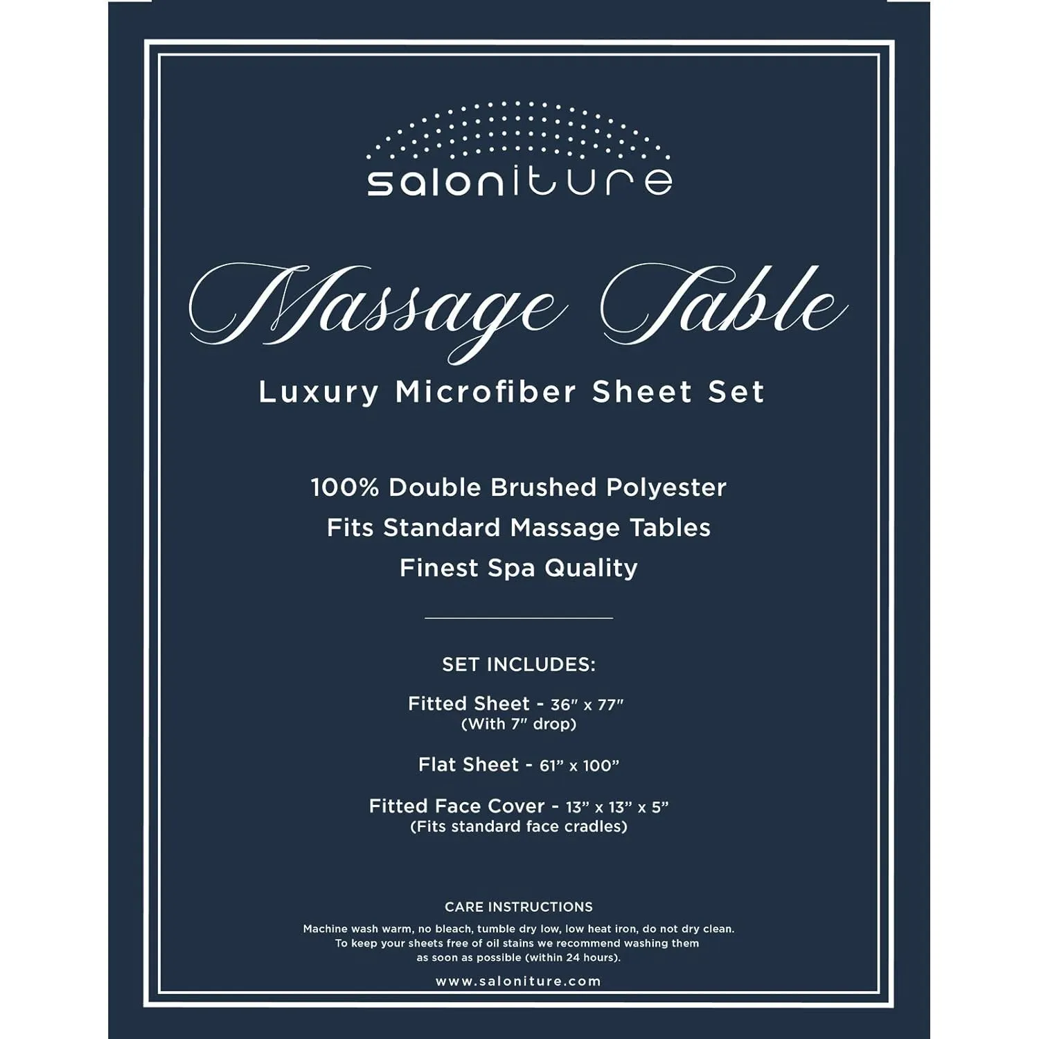Saloniture 3-Piece Microfiber Massage Table Sheet Set - Premium Facial Bed Cover - Includes Flat and Fitted Sheets with Face Cradle Cover - White