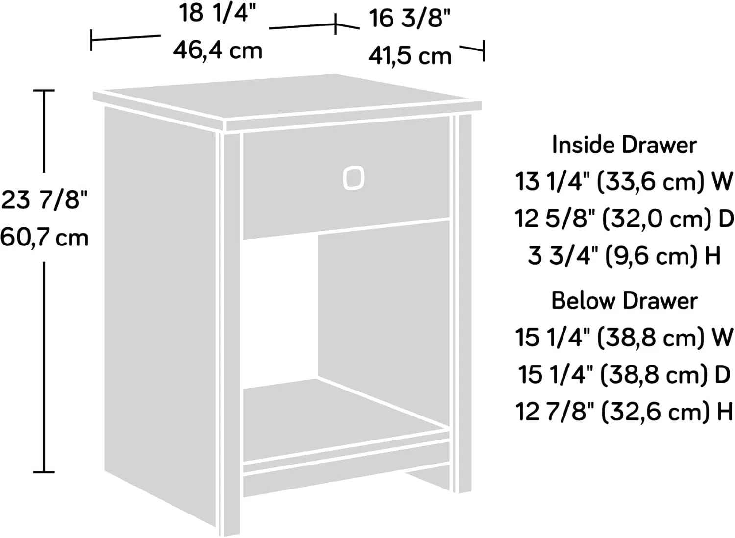 Sauder River Ranch Night Stand, White Plank Finish