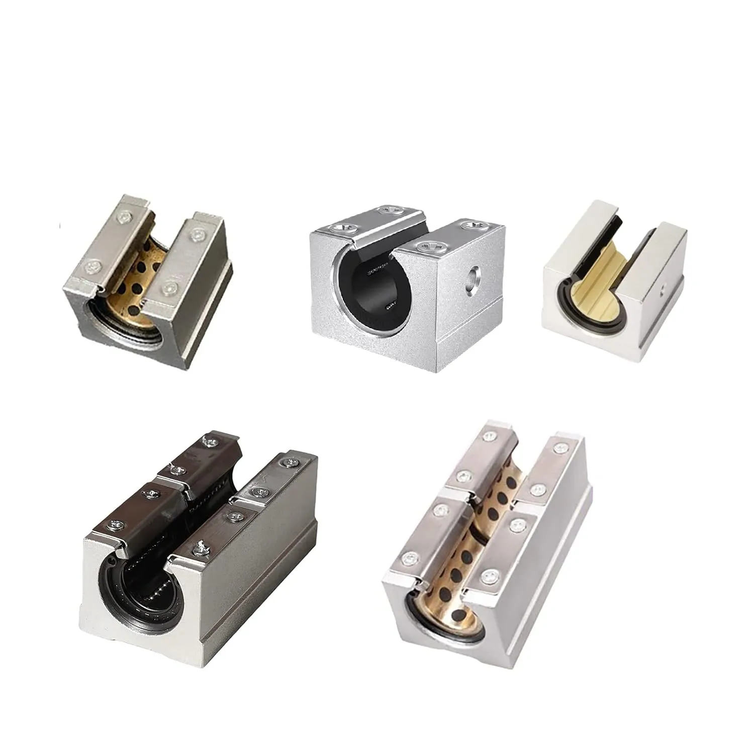SBR16LUU Bearing Blocks, 2Pcs 16mm Open Long Sliding Ball Bearing Block for SBR16 Linear Motion Shaft Guides Slide Rails as CNC Linear Rail Kit
