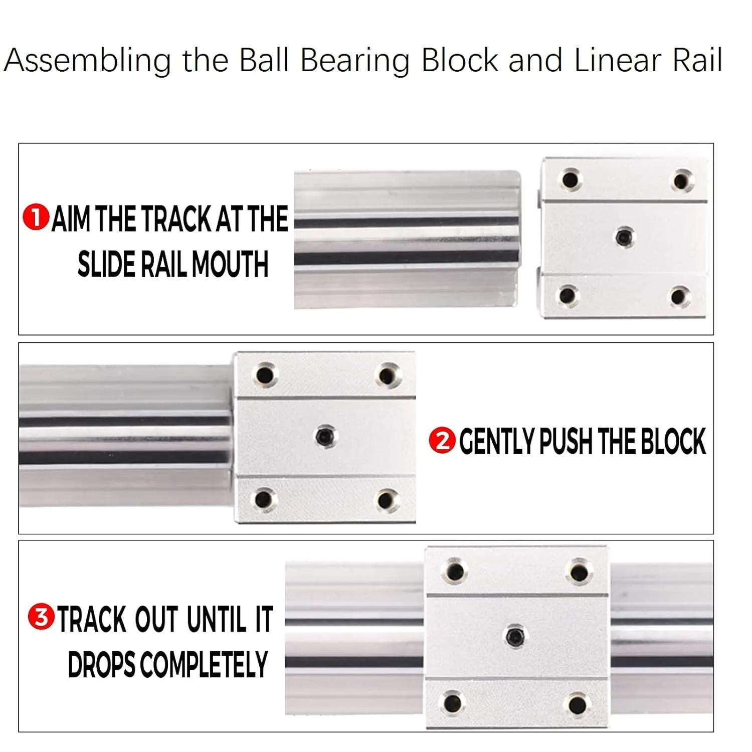 SBR16LUU Bearing Blocks, 2Pcs 16mm Open Long Sliding Ball Bearing Block for SBR16 Linear Motion Shaft Guides Slide Rails as CNC Linear Rail Kit