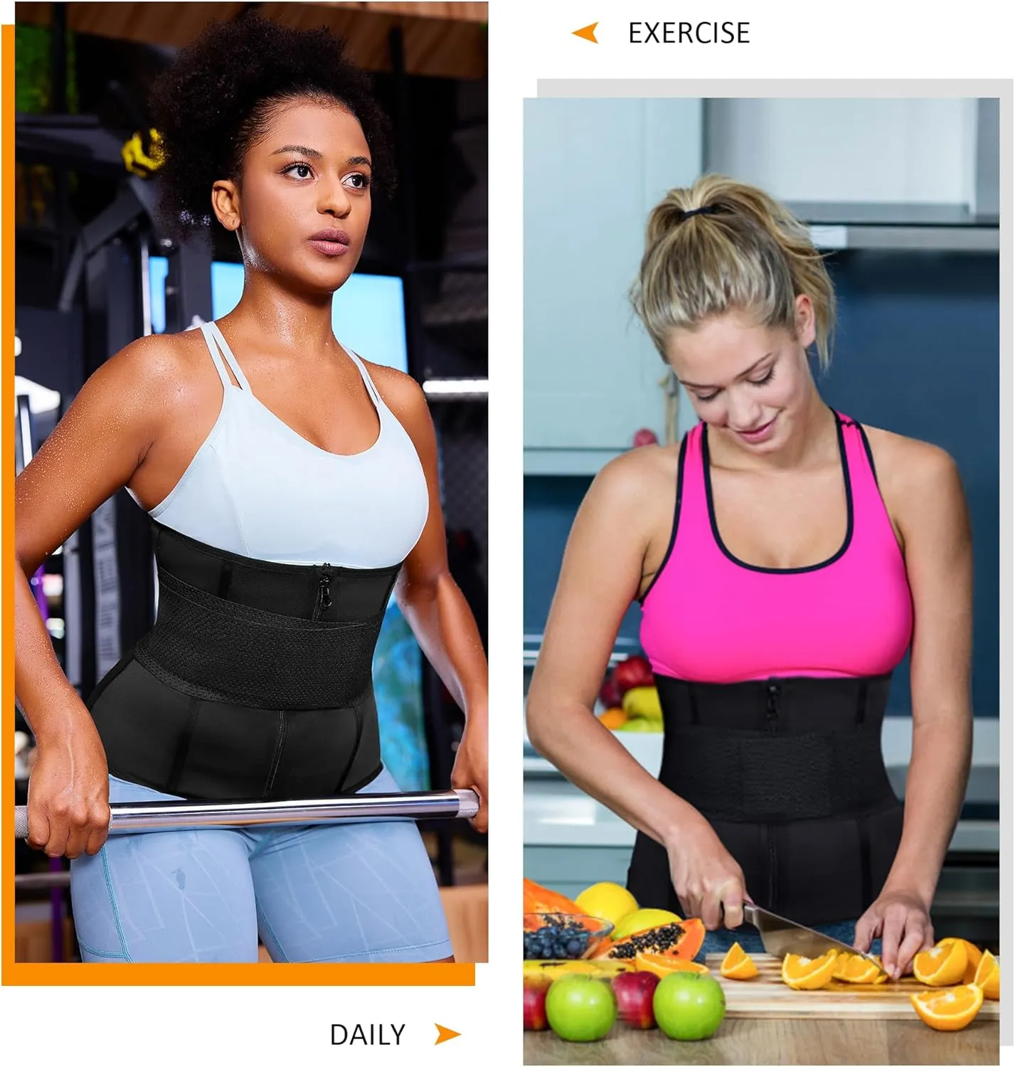 SCARBORO Waist Trainer for Women Belly Fat Sauna Sweat Waist Trimmer Corset for Stomach Wrap Workout Belt Shaper Band Zipper